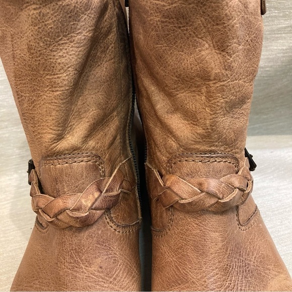 PAUL GREEN Sz 8.5 Distressed  Braided Buckle Zipper Closure Leather Boots - Picture 3 of 14
